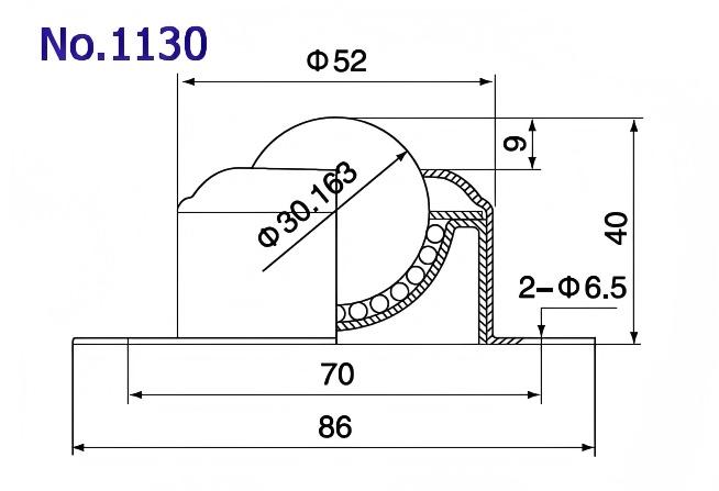 1130 2 L&ouml;cher Flanschbasis Fixierkugel&uuml;bertragungseinheit