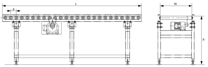 Rollenf&ouml;rderer mit O-Rillenriemenantrieb