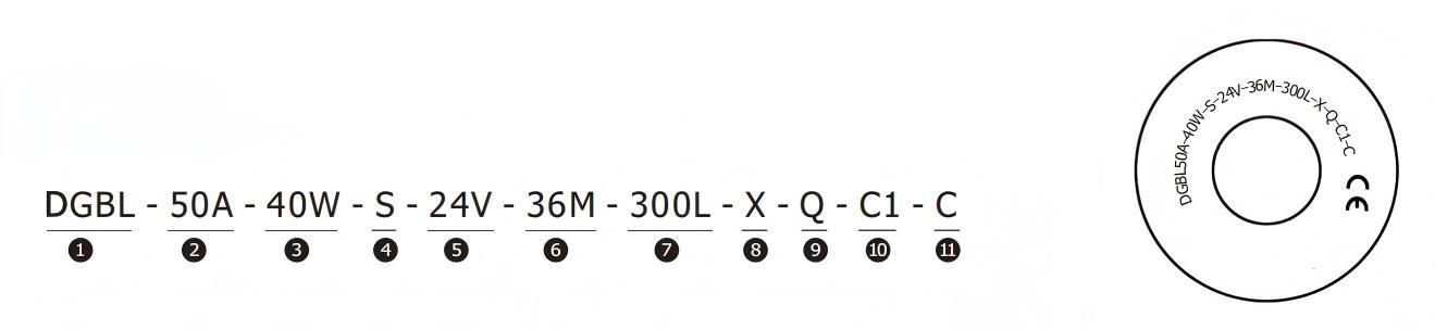 DGBL50A Motor angetriebene Rollenmodell Nr. Beispiel