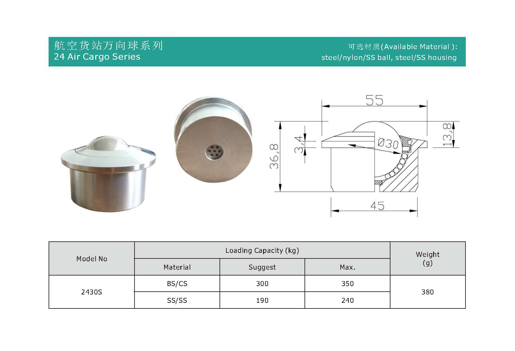 Multi-Loch-Abflussstecker Luft Frachtkugel&uuml;bertragungseinheit