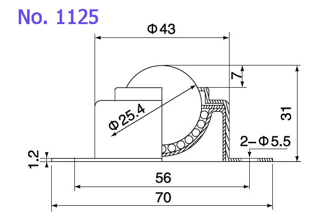 1125 2-L&ouml;cher Flanschbasis Fixierkugel&uuml;bertragungseinheit