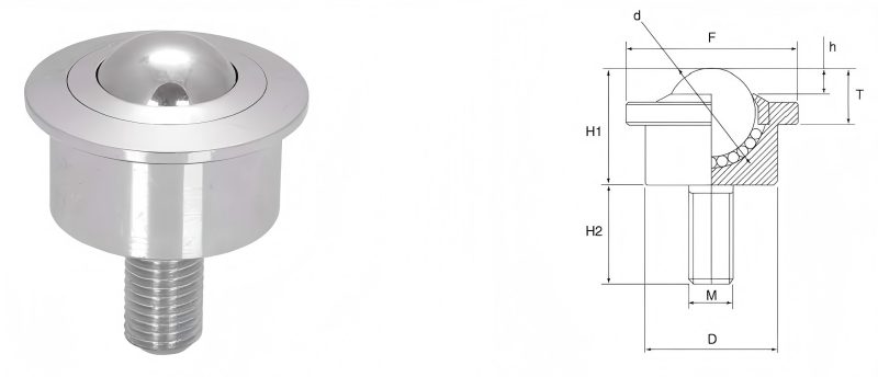 Hochleistungs-Kugelrolleneinheit aus bearbeitetem Stahl