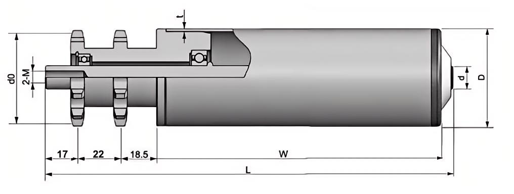 Stahlkettenrad-F&ouml;rderrolle f&uuml;r mittlere Belastung