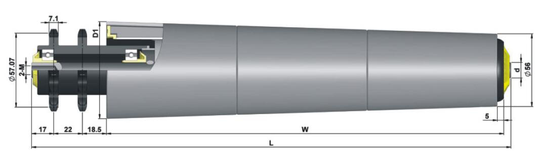 TP624 Polymer-Kettenrad-Kegelh&uuml;lsenrolle
