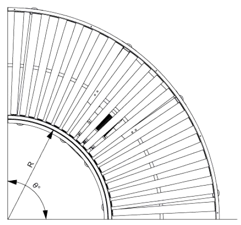 Kurvenrollenf&ouml;rderer mit Einzelkettenradantrieb