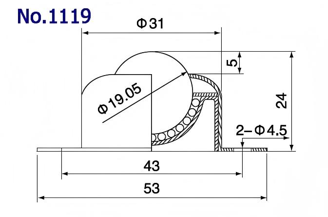 1119 2 L&ouml;cher Flanschbasis-Fixierungskugel&uuml;bertragungseinheit
