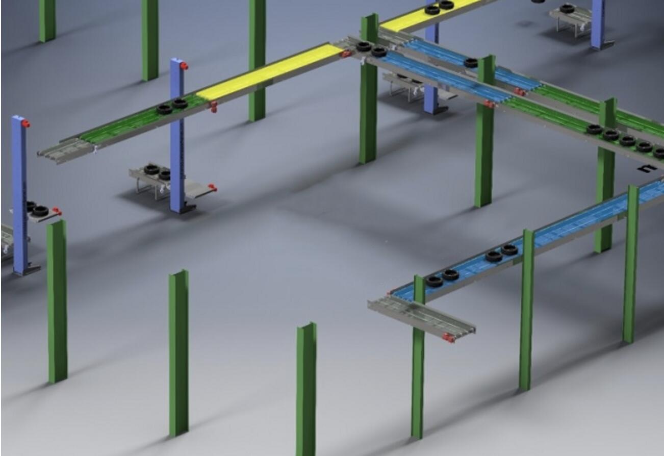 F&ouml;rderband f&uuml;r die Produktion von Autoreifen